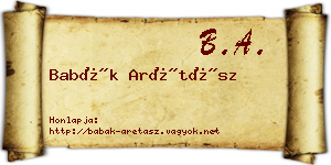 Babák Arétász névjegykártya